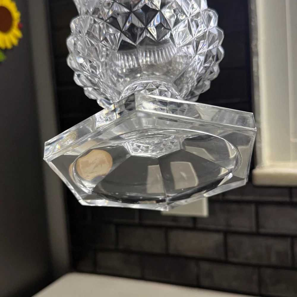 Vintage Val Saint Lambert crystal vase, in the Wagram pattern made in Belgium